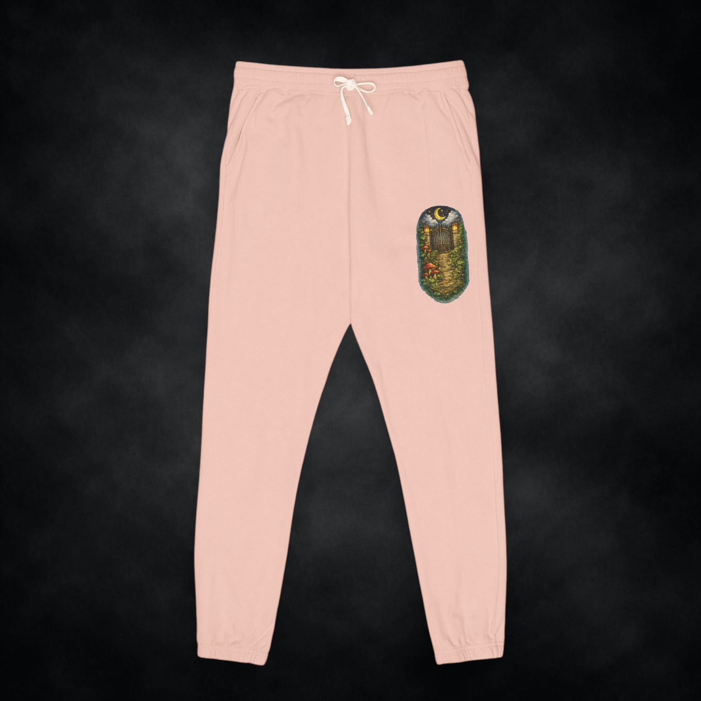 Cottage Night Unisex Joggers — Vintage Nature Patch Sweatpants