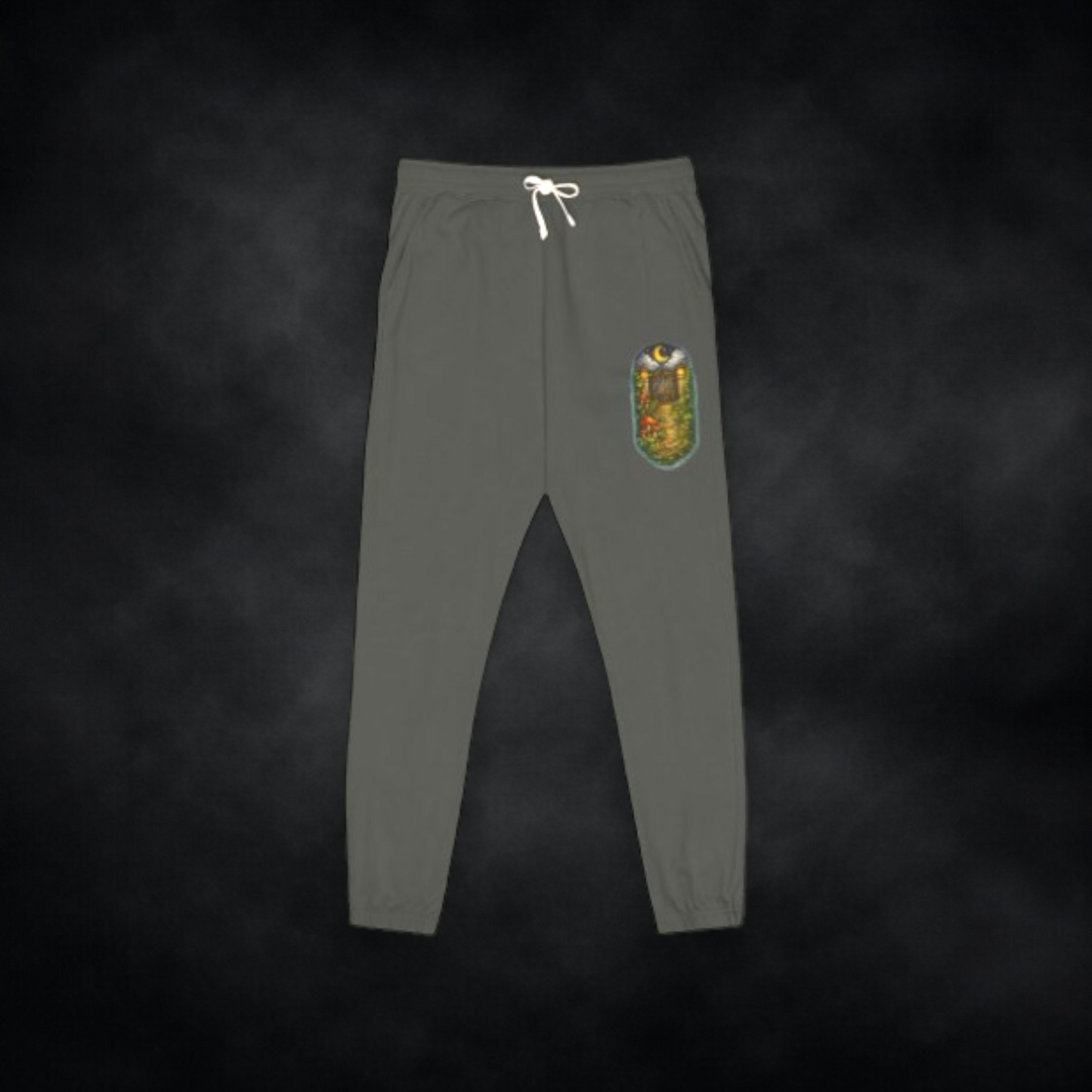 Cottage Night Unisex Joggers — Vintage Nature Patch Sweatpants