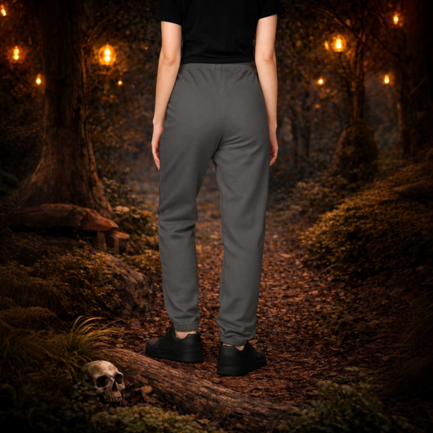 Cottage Night Unisex Joggers — Vintage Nature Patch Sweatpants