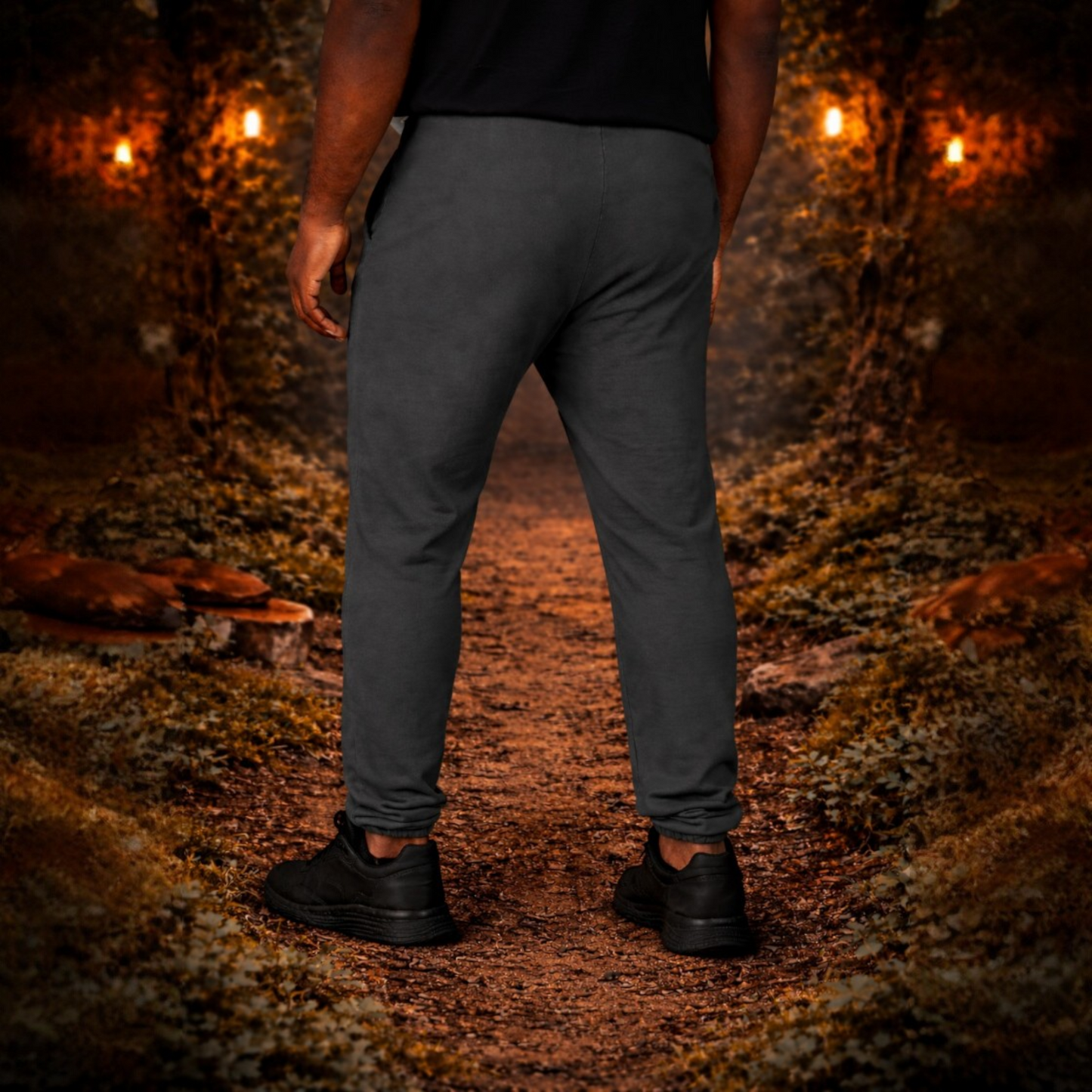 Cottage Night Unisex Joggers — Vintage Nature Patch Sweatpants