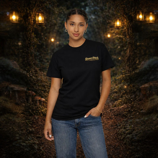 StonerzPatch Supply Co Skeleton Meditation Mushroom Forest Graphic T-Shirt