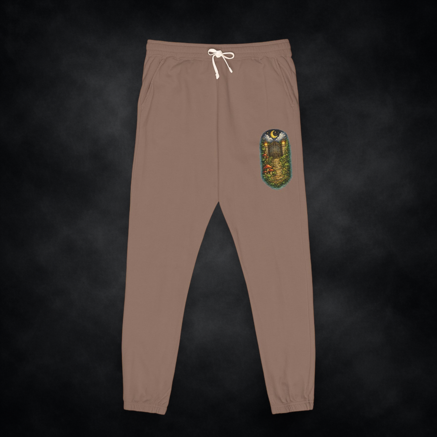 Cottage Night Unisex Joggers — Vintage Nature Patch Sweatpants