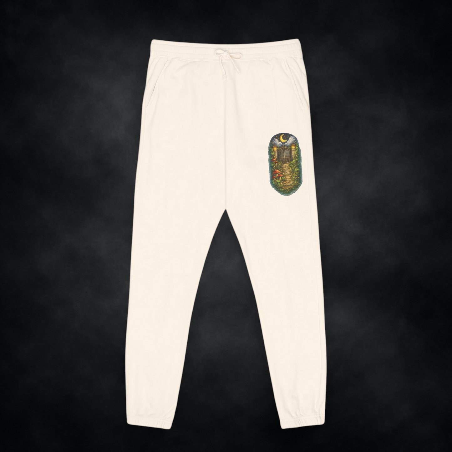 Cottage Night Unisex Joggers — Vintage Nature Patch Sweatpants