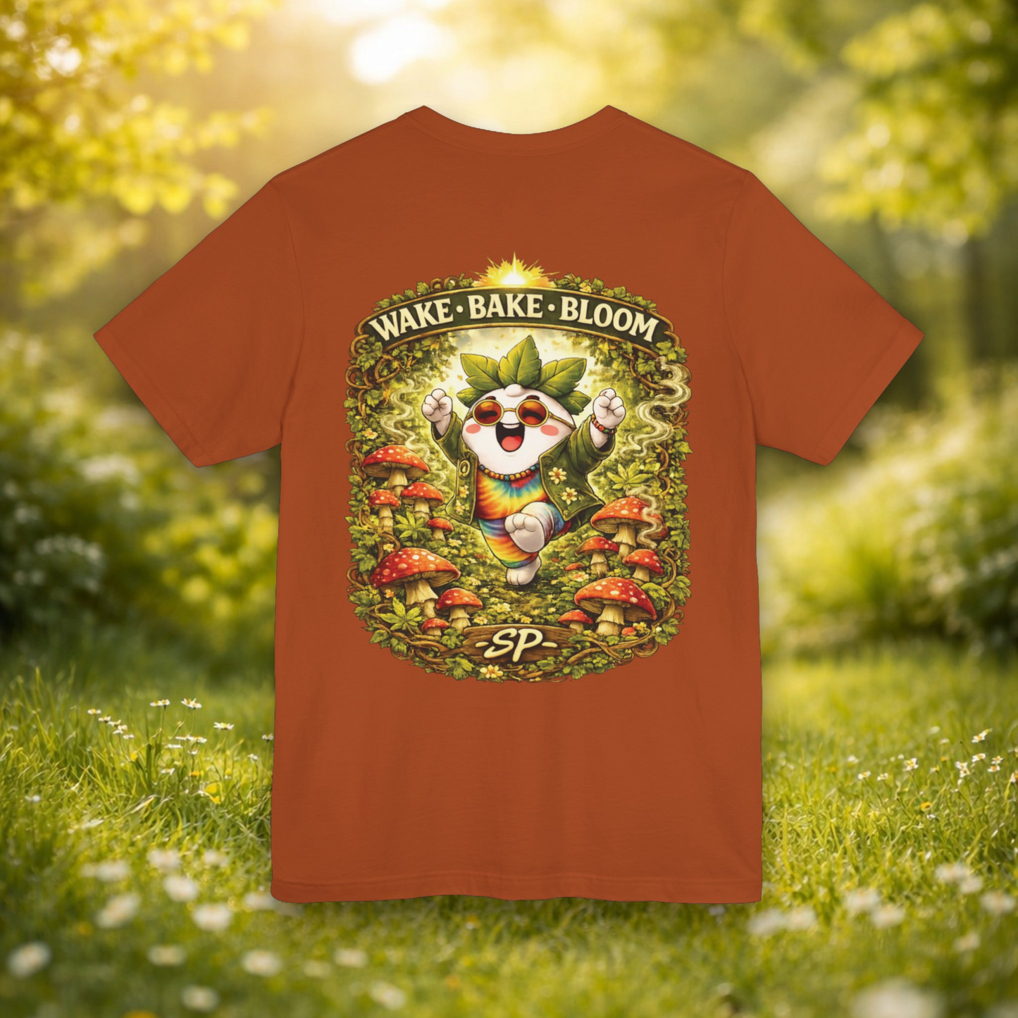 Wake & Bake Mushroom T-Shirt | 420 Streetwear Graphic Tee | Patch Society