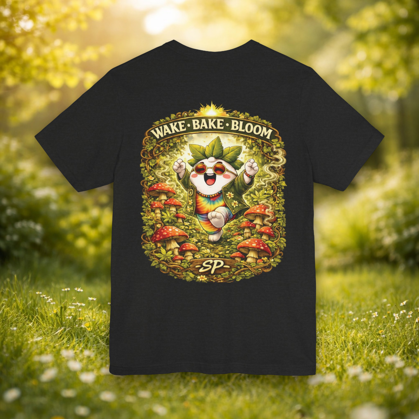 Wake & Bake Mushroom T-Shirt | 420 Streetwear Graphic Tee | Patch Society