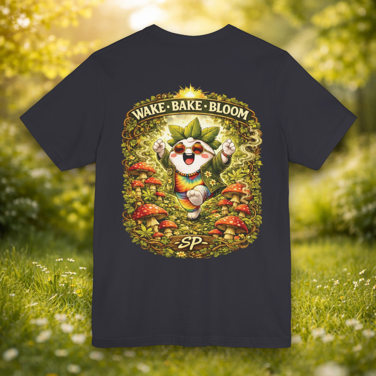 Wake & Bake Mushroom T-Shirt | 420 Streetwear Graphic Tee | Patch Society