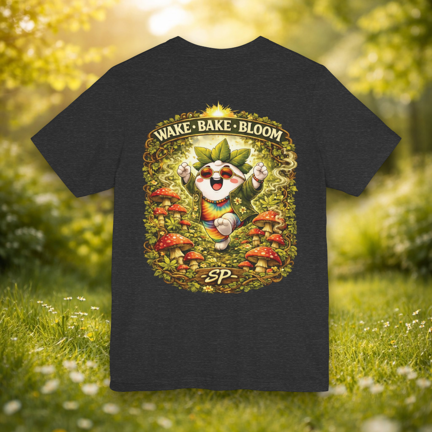 Wake & Bake Mushroom T-Shirt | 420 Streetwear Graphic Tee | Patch Society