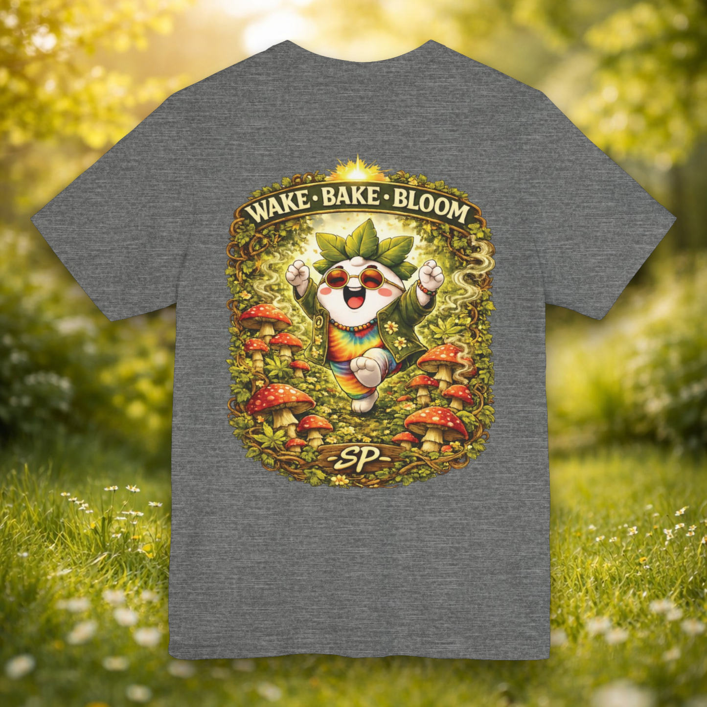 Wake & Bake Mushroom T-Shirt | 420 Streetwear Graphic Tee | Patch Society