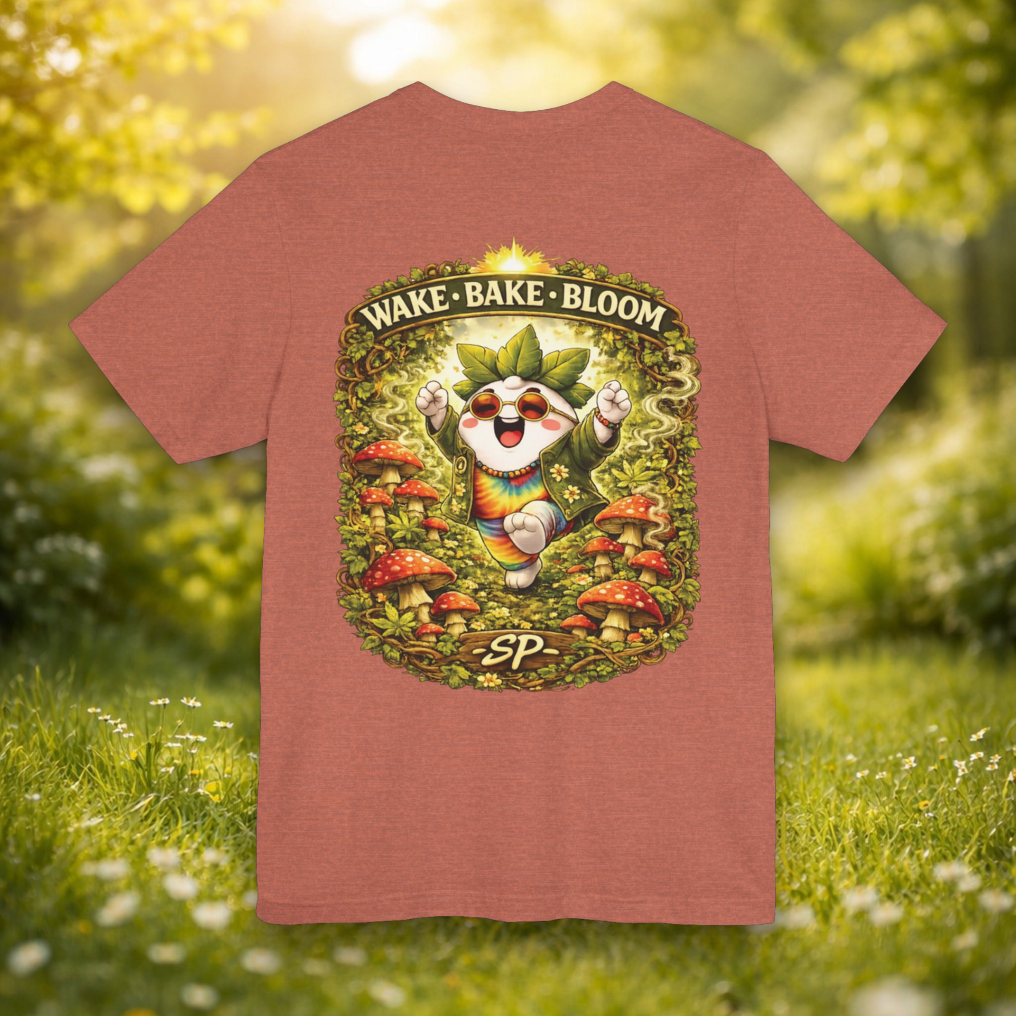 Wake & Bake Mushroom T-Shirt | 420 Streetwear Graphic Tee | Patch Society