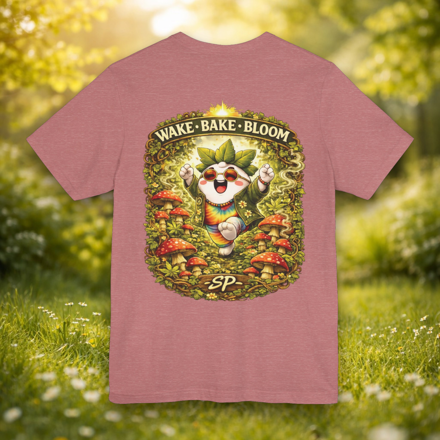 Wake & Bake Mushroom T-Shirt | 420 Streetwear Graphic Tee | Patch Society