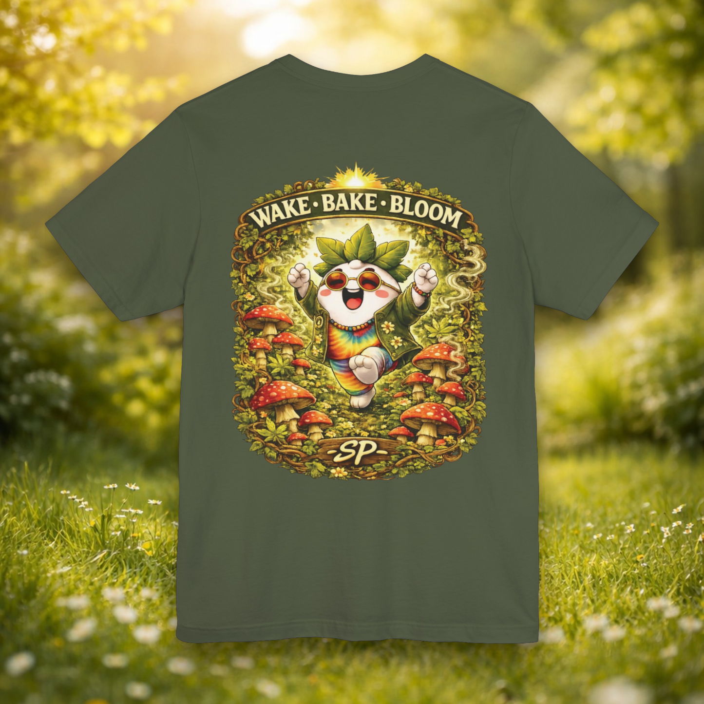 Wake & Bake Mushroom T-Shirt | 420 Streetwear Graphic Tee | Patch Society